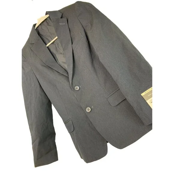 Boys Youth Van Heusen Two-Button Blazer Jacket Blue Size 12 Polyester NWT 7605